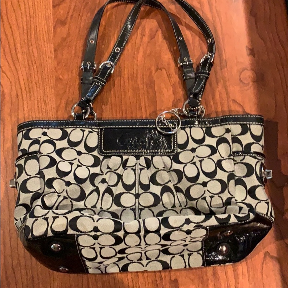 Coach purse.  Black and grey.